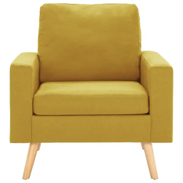 Kollane kangast tugitool puitjalgadega, 77 x 71 x 80 cm – 3