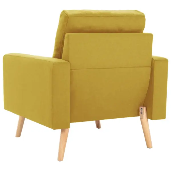 Kollane kangast tugitool puitjalgadega, 77 x 71 x 80 cm – 5
