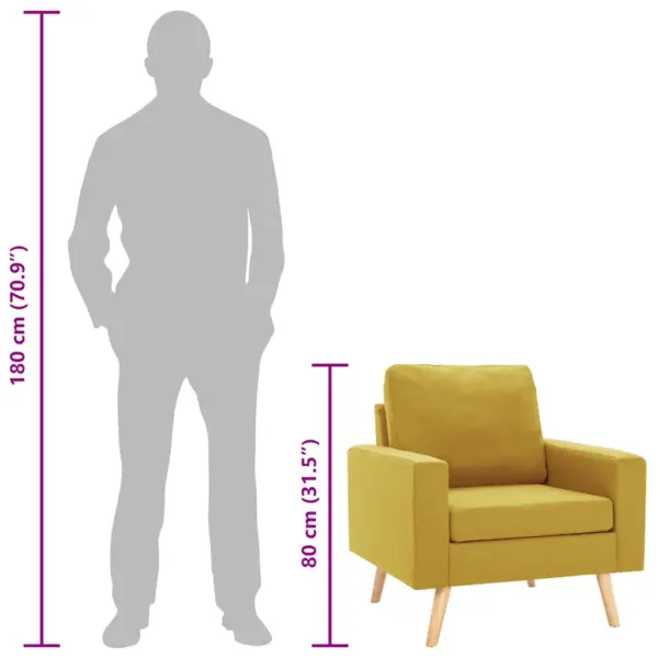 Kollane kangast tugitool puitjalgadega, 77 x 71 x 80 cm – 8
