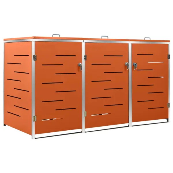 Kolmele prügikastile kuur 207 x 77,5 x 112,5 cm, oranž, roostevaba teras – 2