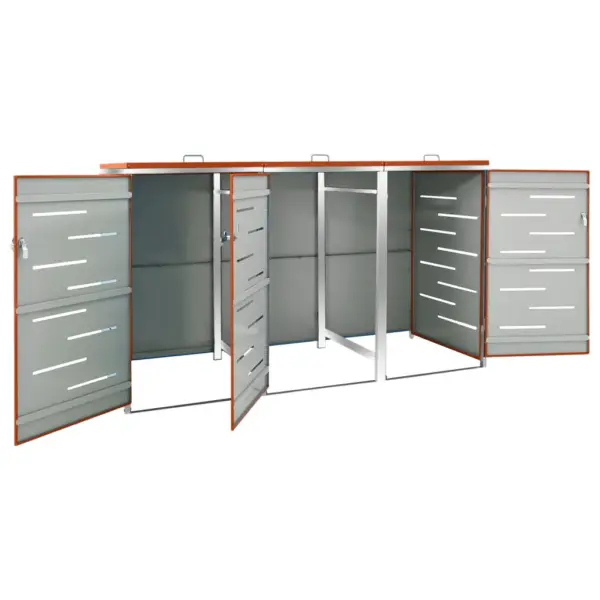 Kolmele prügikastile kuur 207 x 77,5 x 112,5 cm, oranž, roostevaba teras – 4