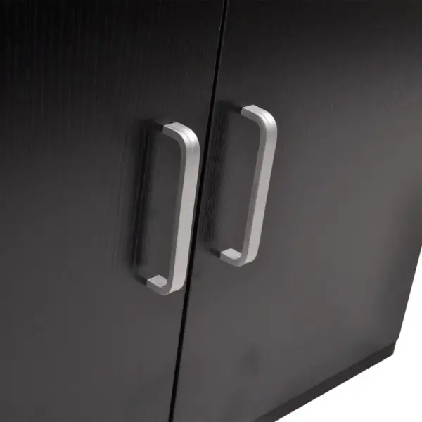 Kolmeosaline vannitoamööbli ja valamu komplekt, must seinakapp ja valge keraamiline valamu, 48 x 25 x 48 cm – 4