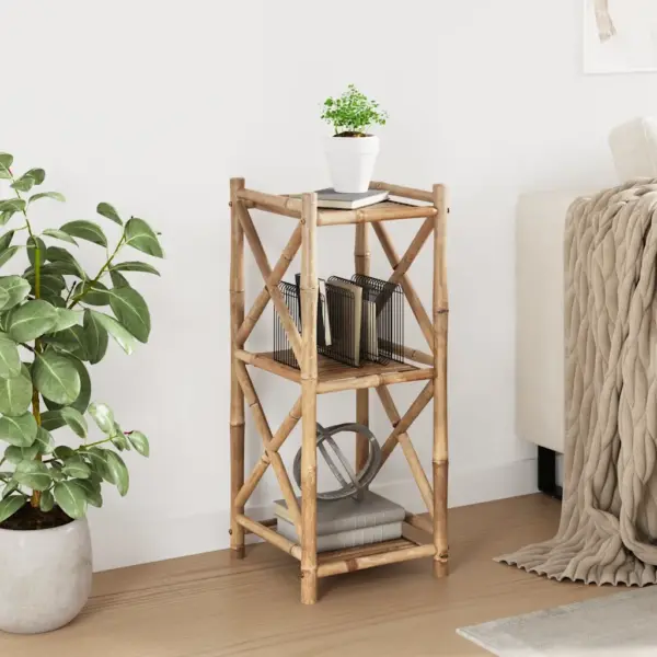 Kolmetasandiline kandiline bambusriiul, pruun, 35 x 35 x 81 cm – 3