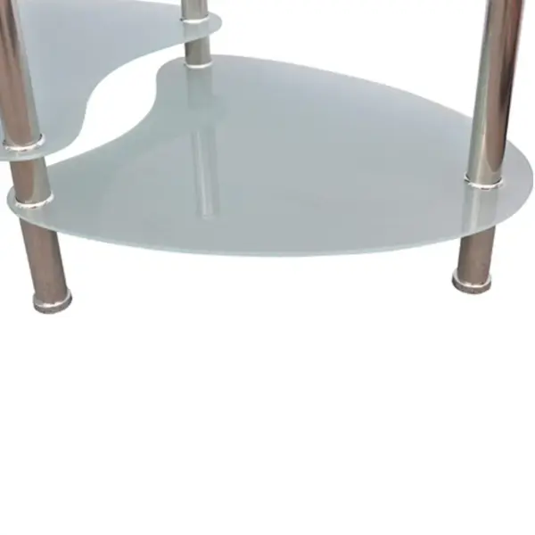 Kolmetasandiline klaasist kohvilaud metallraamiga, valge, 90 x 45 x 43 cm – 3