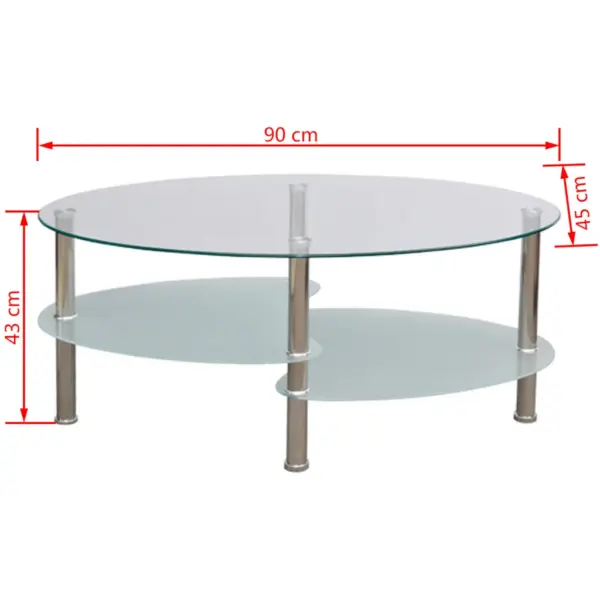 Kolmetasandiline klaasist kohvilaud metallraamiga, valge, 90 x 45 x 43 cm – 4