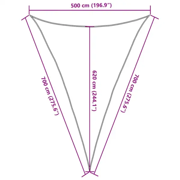 Kolmnurkne päikesepuri 160 g/m², tumeroheline, 5 x 7 x 7 m HDPE – 10