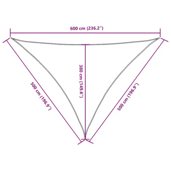 Kolmnurkne veekindel päikesepuri, kollane, 5 x 5 x 6 m, PU-kattega oxford-kangas – 10