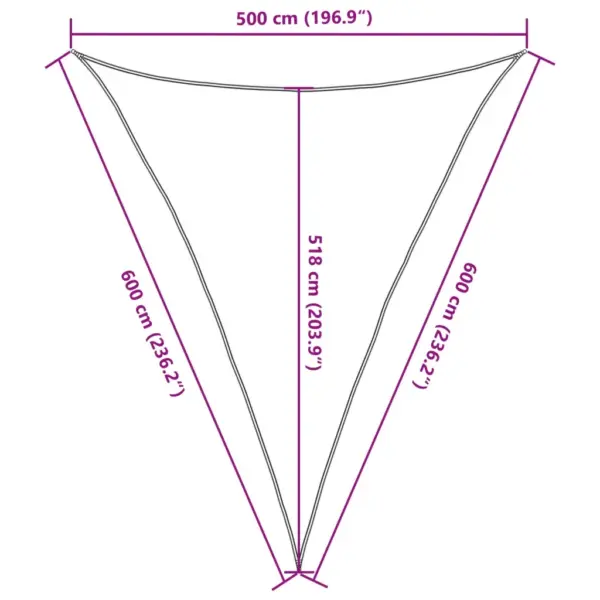 Kolmnurkne päikesepuri aeda ja terrassile, heleroheline HDPE, 5 x 6 x 6 m, 160 g/m² – 10