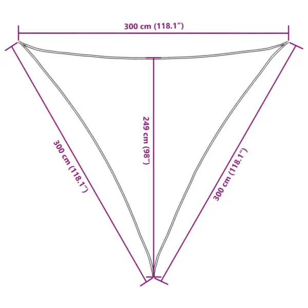 Kolmnurkne veekindel päikesepuri, valge, 3 x 3 x 3 m – 10