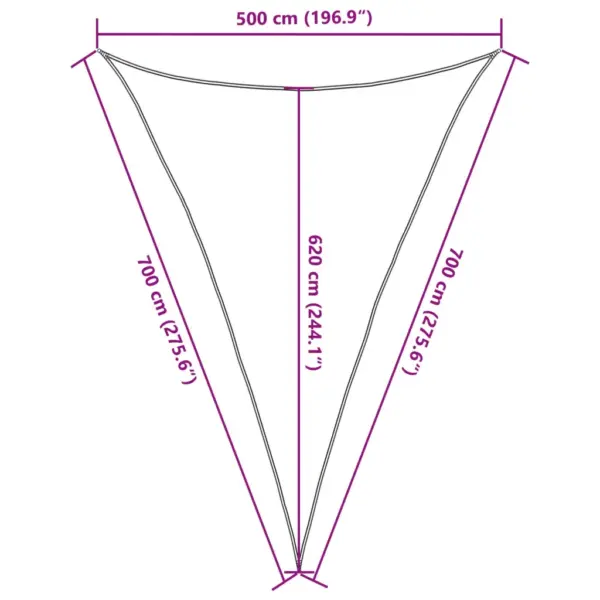Kolmnurkne HDPE päikesepuri terrassile, valge, 5 x 7 x 7 m, 160 g/m² – 10