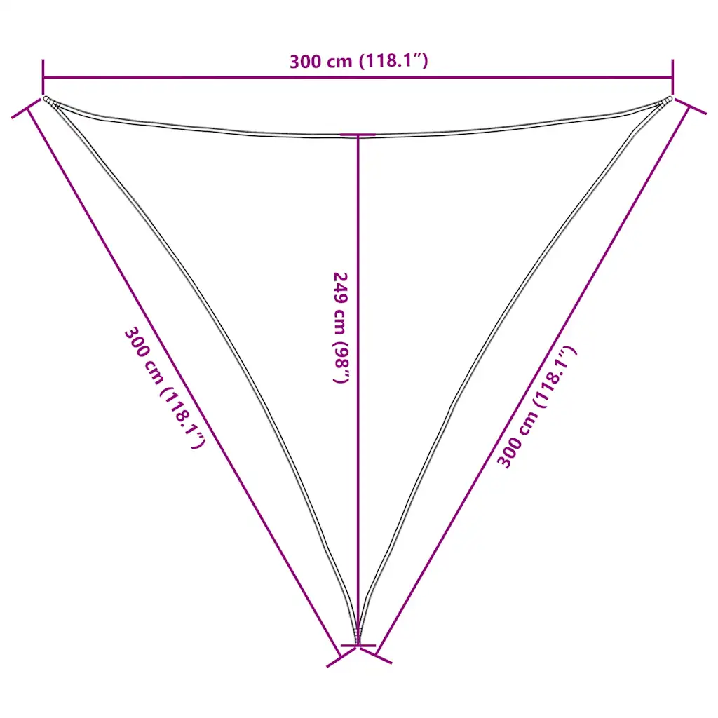 Kolmnurkne veekindel päikesepuri, punane, 3,6 x 3,6 x 3,6 m