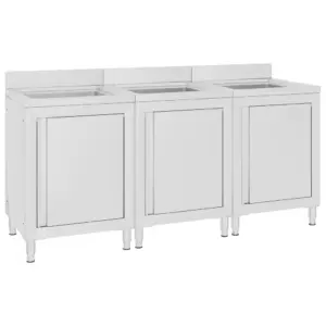 Roostevabast terasest kommertsköögi valamukapid, 3 tk, 180 x 60 x 95–96 cm