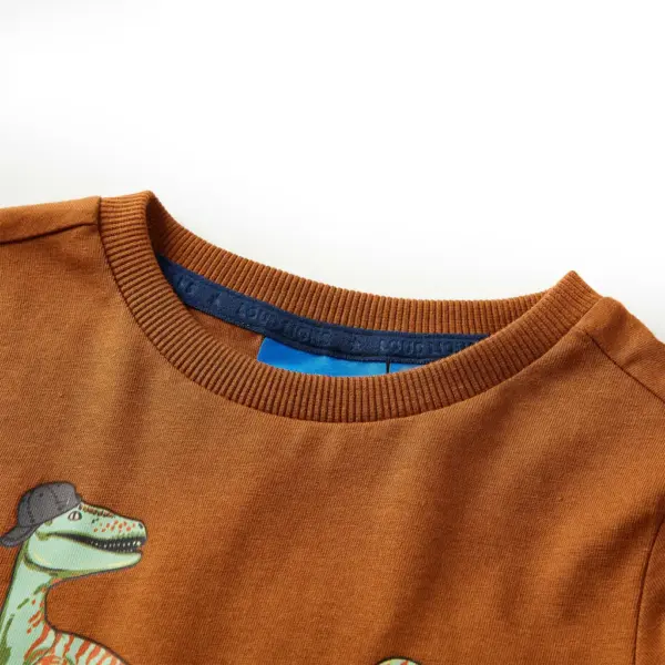 Pikkade varrukatega lastesärk dinosaurusetrükiga, konjakipruun, suurus 116 - 3