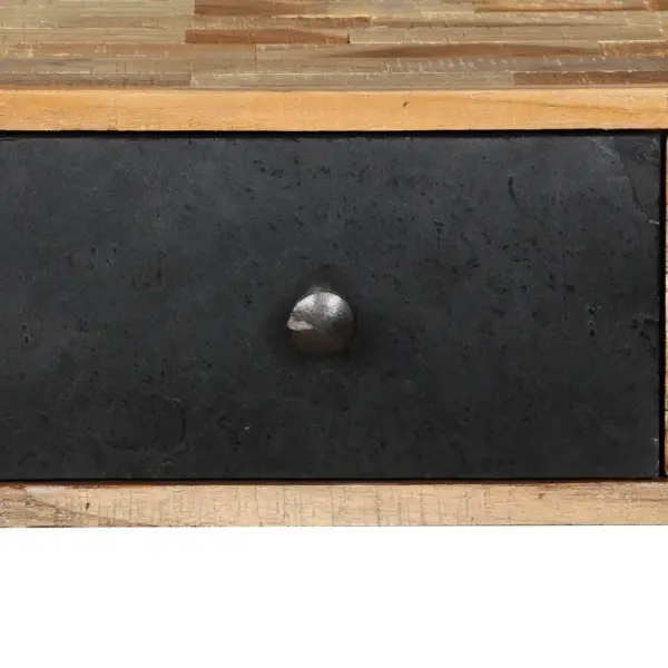 Konsoollaud taastatud tiigipuidust ja terasest jalgadega, 4 sahtliga, mitmevärviline, 120 x 30 x 76 cm – 8