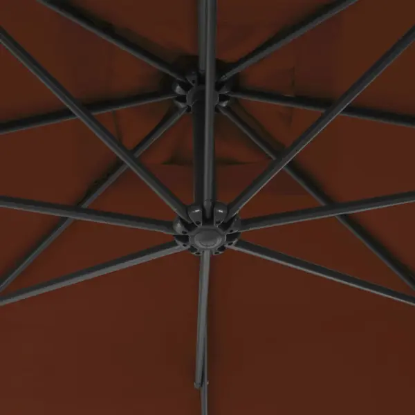 Konsooltüüpi aia päevavari vändaga, terrakota, 300 cm, teraspost ja ristalus – 5