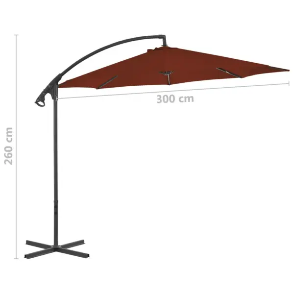 Konsooltüüpi aia päevavari vändaga, terrakota, 300 cm, teraspost ja ristalus – 7
