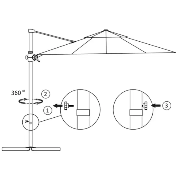 Konsooltüüpi aia päikesevari teraspostiga, bordoopunane, 300 cm – 8