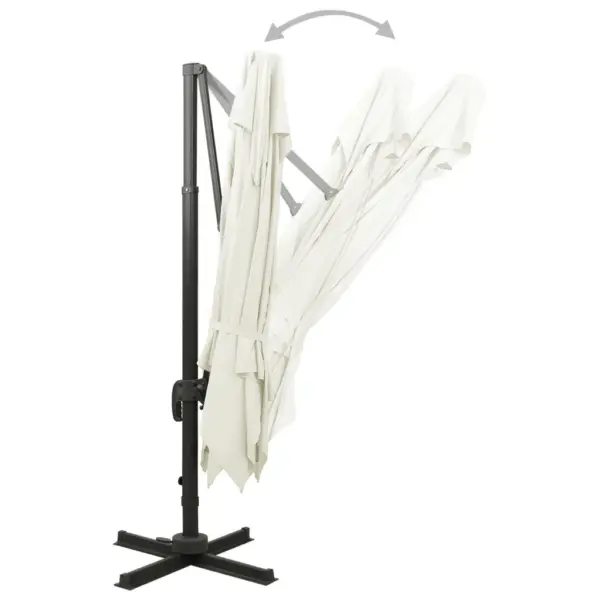 Konsoolvarjuga aiapäikesevari topeltpealsega, alumiiniumraamiga, 300 x 300 cm, liivakarva – 4