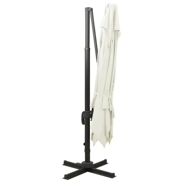 Konsoolvarjuga aiapäikesevari topeltpealsega, alumiiniumraamiga, 300 x 300 cm, liivakarva – 5