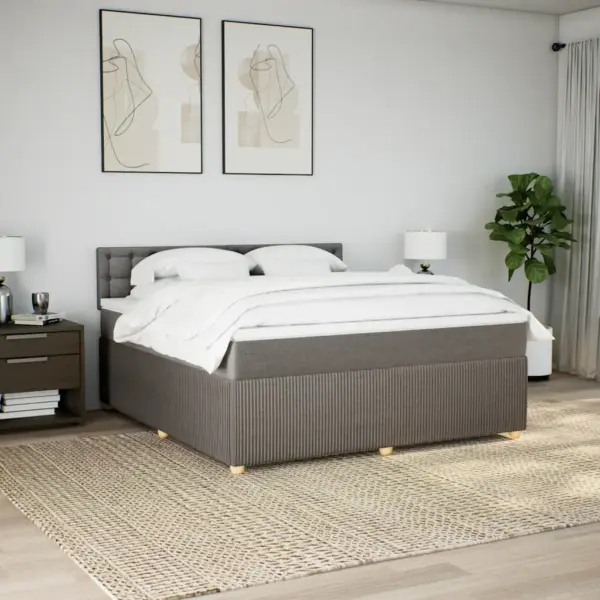 Kontinentaalvoodi madratsi ja kattemadratsiga LED-valgustusega, pruunikashall kangas, 180 x 200 cm – 4