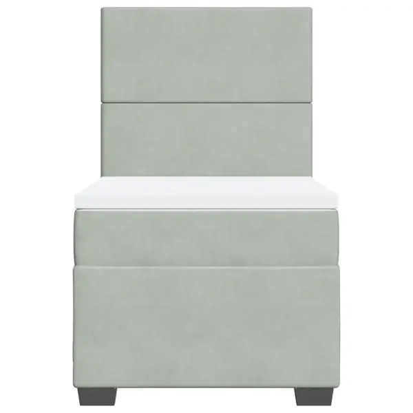 Ühe inimese kontinentaalvoodi LED-valgustusega, taskuvedrudega madrats ja kattemadrats, helehall samet, 80 x 200 cm – 7