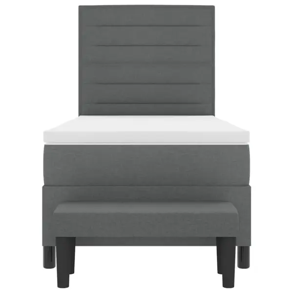 Ühe inimese kontinentaalvoodi komplekt madratsi, peatsi ja pingiga, tumehall kangas, 80 x 200 cm – 8