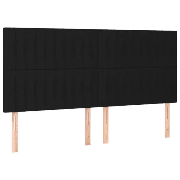 Kontinentaalvoodi madratsi ja kattemadratsiga, must kangas, kõrvadega peats, 180 x 200 cm - 6
