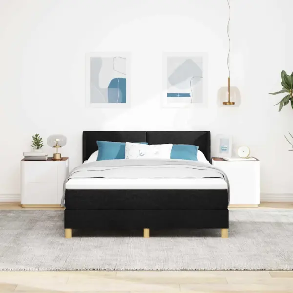 Kontinentaalvoodi madratsi ja peatsiga, must polüester, 160 x 200 cm – 3