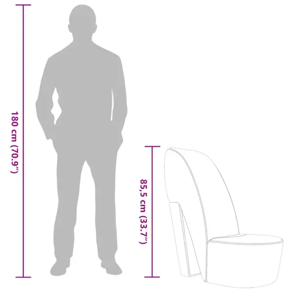 Kontsakinga kujuga aktsenttool, lilla-must samet, 43 x 82,5 x 85,5 cm – 9