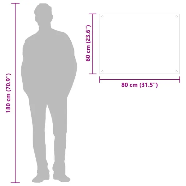 Karastatud klaasist köögi pritsmekaitse, valge, 80 x 60 cm, 6 mm – 11