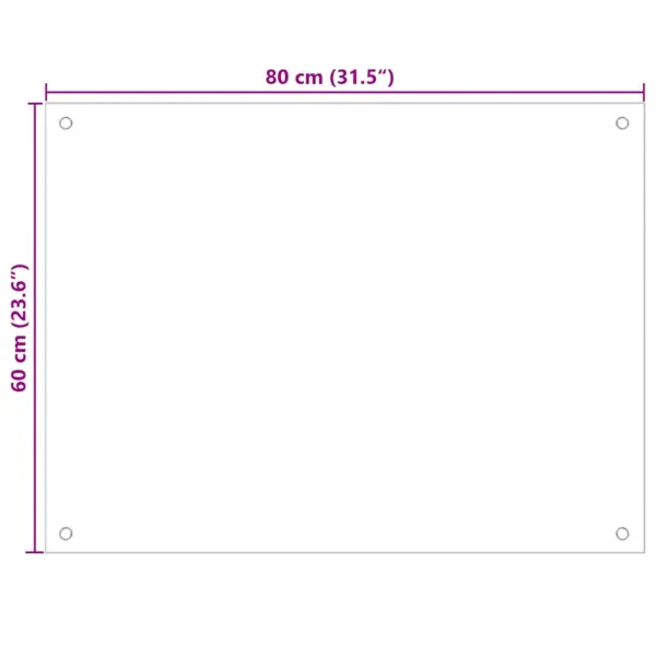 Karastatud klaasist köögi pritsmekaitse, valge, 80 x 60 cm, 6 mm – 10