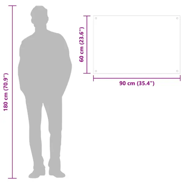 Karastatud klaasist köögi pritsmekaitse, läbipaistev, 90 x 60 cm, 6 mm – 11
