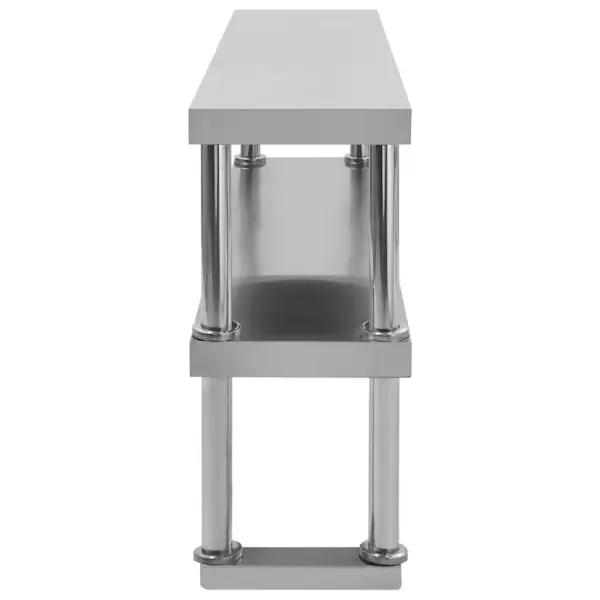 Roostevabast terasest köögi töölaud pritsmekaitse ja 2-korruselise riiuliga, 120 x 60 x 150 cm – 10