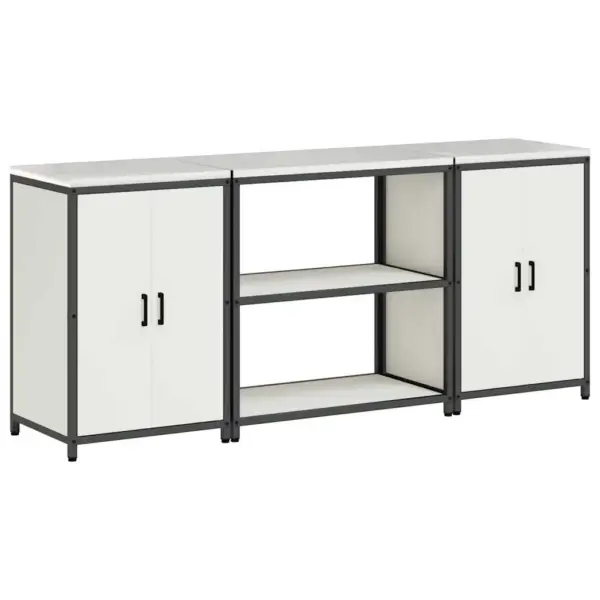 Tööstuslik köögikappide ja riiuli komplekt, 3 osa, valge külmvaltsitud teras, 210 x 50 x 92 cm – 2