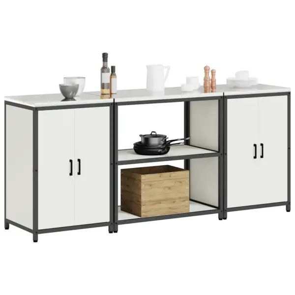 Tööstuslik köögikappide ja riiuli komplekt, 3 osa, valge külmvaltsitud teras, 210 x 50 x 92 cm – 3