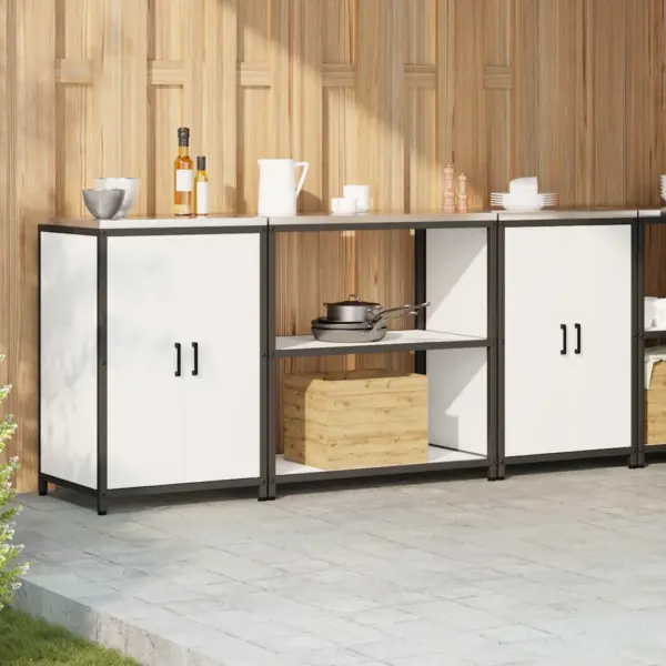 Tööstuslik köögikappide ja riiuli komplekt, 3 osa, valge külmvaltsitud teras, 210 x 50 x 92 cm – 4