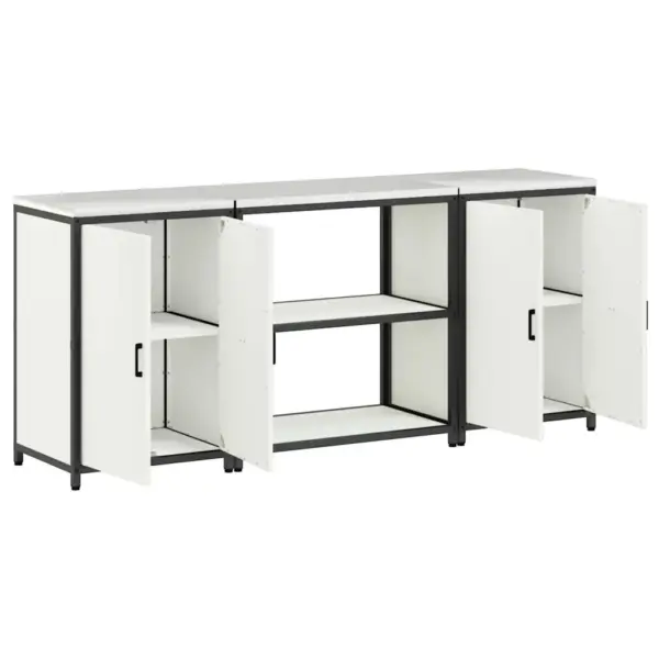 Tööstuslik köögikappide ja riiuli komplekt, 3 osa, valge külmvaltsitud teras, 210 x 50 x 92 cm – 8