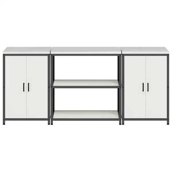 Tööstuslik köögikappide ja riiuli komplekt, 3 osa, valge külmvaltsitud teras, 210 x 50 x 92 cm – 10