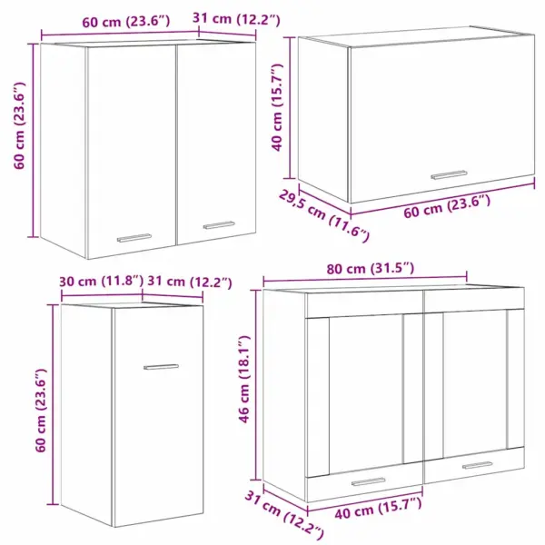 Köögikappide komplekt Lyon, 8-osaline, suitsutatud tamm, tehispuit, 240 cm – 11