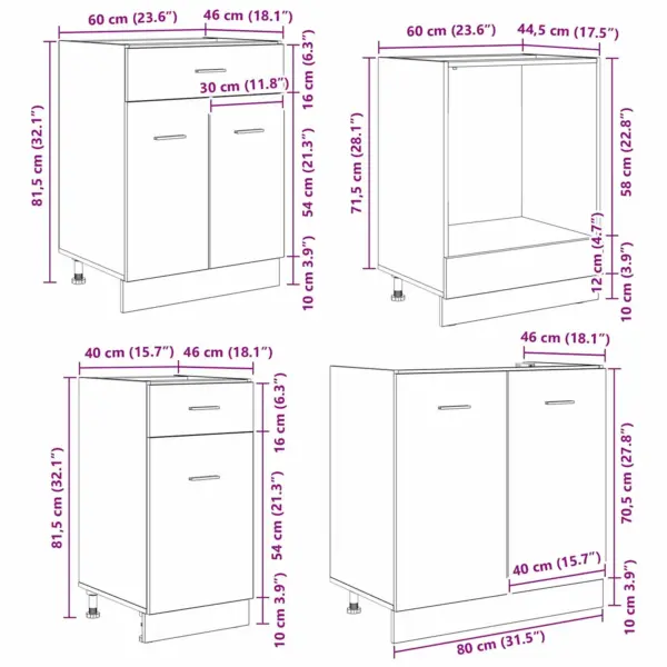 Köögikappide komplekt Lyon, 8-osaline, suitsutatud tamm, tehispuit, 240 cm – 9