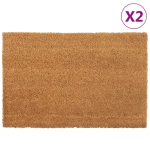 Naturaalsetest kookoskiududest uksematid PVC-alusega, 2 tk, naturaalne, 40 x 60 cm