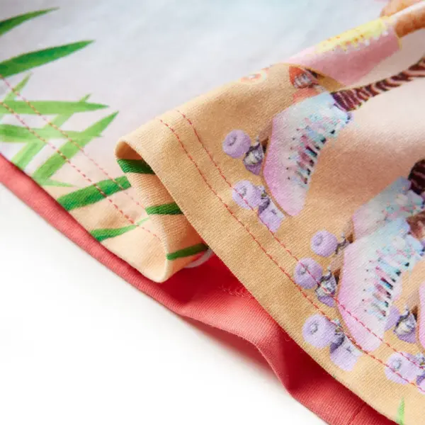 Varrukateta laste kleit troopilise loomamustriga, korallroosa, 140 (9–10 a) – 5