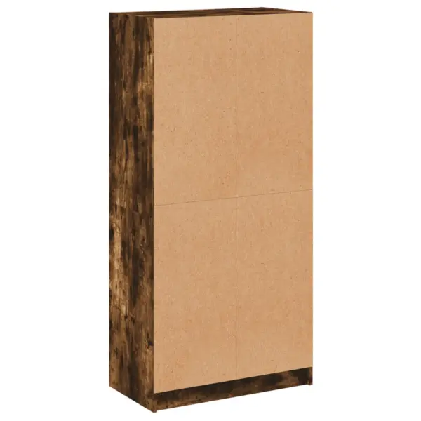 Kõrge hoiukapp klaasuste ja alumise kapiosaga, suitsutatud tamme toon, tehispuit, 68 x 37 x 142 cm - 9
