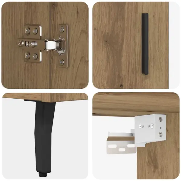 Kõrge kapp 2-osaline, artisani tamme tooni, tehispuit ja klaas, 69,5 x 34 x 180 cm – 11