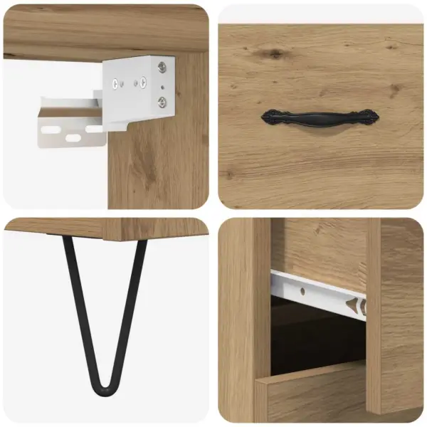 Kõrge kapp 3 sahtli ja avatud riiulitega, pruun tehispuit, 69,5 x 34 x 180 cm – 11