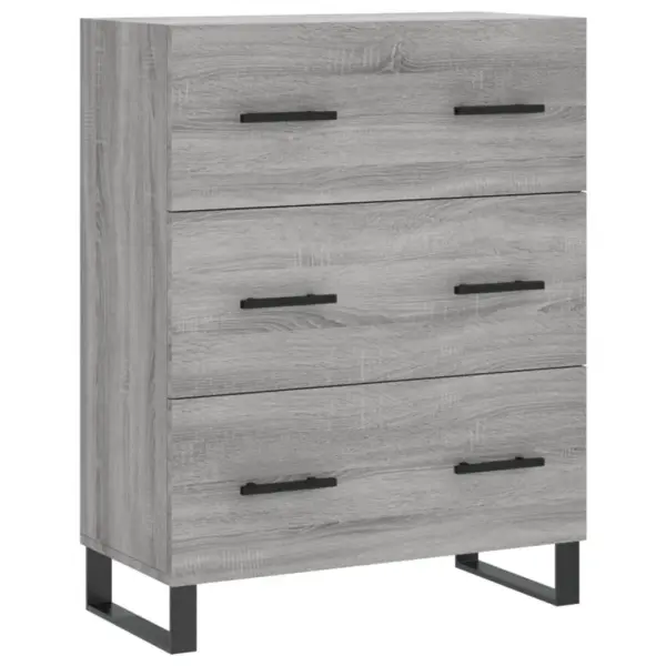 Kõrge kapp ustede ja sahtlitega, hall Sonoma tamm, tehispuit ja metalljalgadel, 69,5 x 34 x 180 cm - 7
