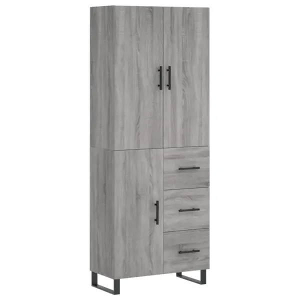Kõrge kapp sahtlite ja ustega, hall Sonoma tamm, tehispuit, 69,5 x 34 x 180 cm - 2
