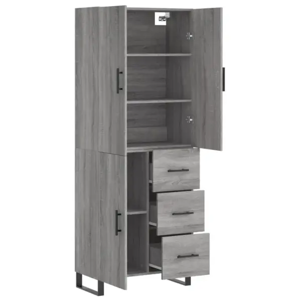 Kõrge kapp sahtlite ja ustega, hall Sonoma tamm, tehispuit, 69,5 x 34 x 180 cm - 4