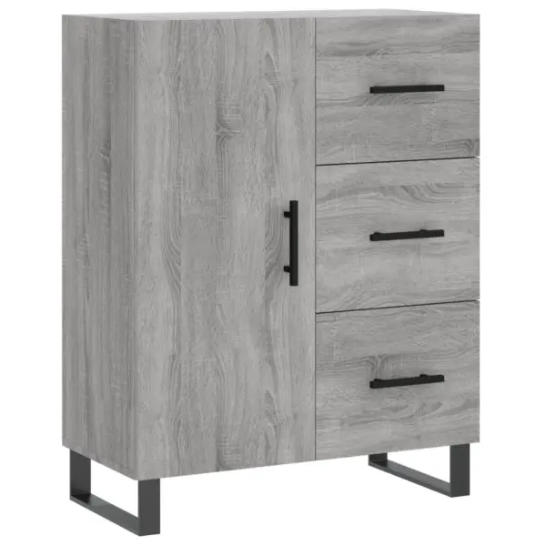 Kõrge kapp sahtlite ja ustega, hall Sonoma tamm, tehispuit, 69,5 x 34 x 180 cm - 7