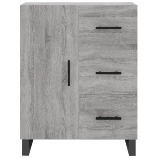 Kõrge kapp sahtlite ja ustega, hall Sonoma tamm, tehispuit, 69,5 x 34 x 180 cm - 8